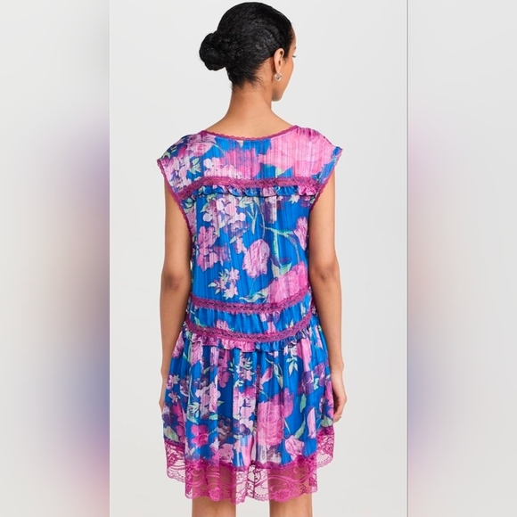 Free People Spring Fling Sleeveless Mini Dress W/Slip:Ultra Violet Combo: Medium - Picture 15 of 16